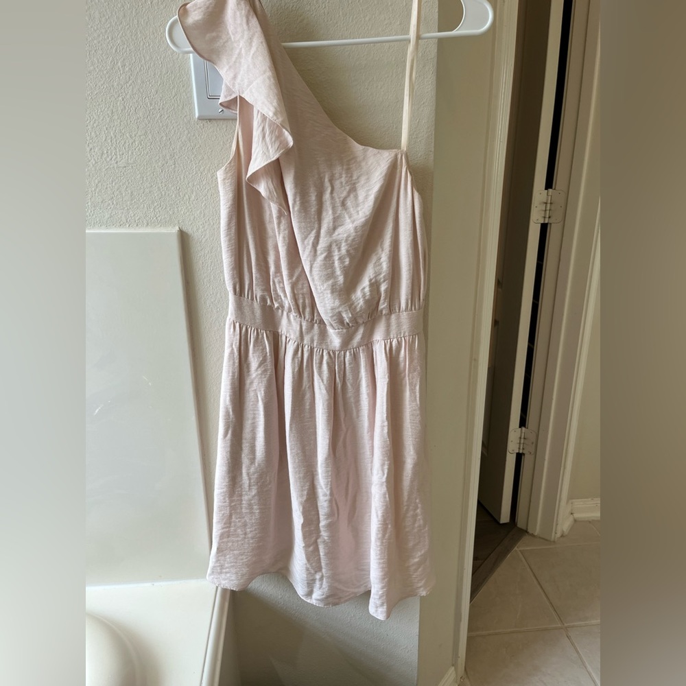 BCBGeneration One Shoulder Blush Dress with Pockets
